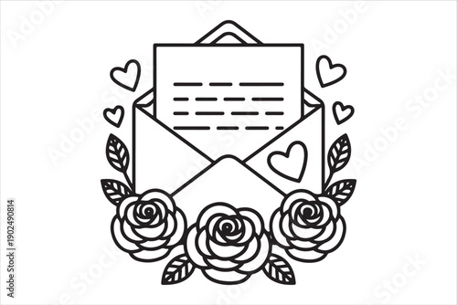 Romantic Love Concept with Couple Silhouette Illustration