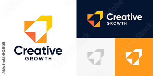 Modern growth logo design template. Colorful arrow abstract shapes logo design graphic vector illustration. Symbol, icon, creative