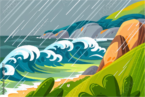 stormy ocean waves ocean wave marine weather sea climate coastal environment nature water movement atmosphere forecast storm horizon outdoor geography natural phenomenon dramatic clouds