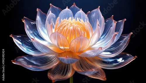Wallpaper Mural Ethereal Glass Lotus Flower - A Symphony of Light and Form. Torontodigital.ca