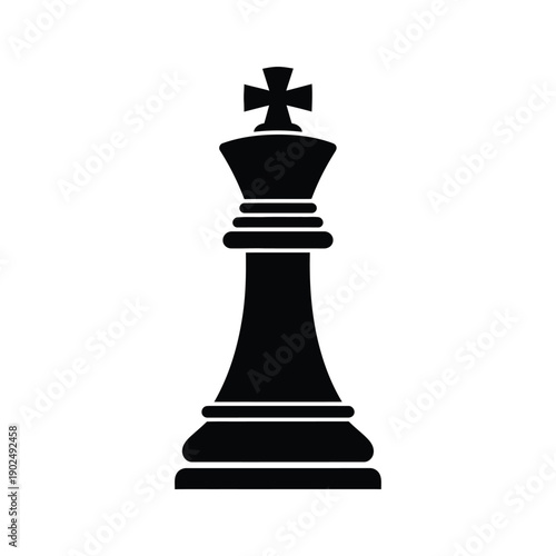 Black Chess King Piece Standing Tall on White Background vector illustration