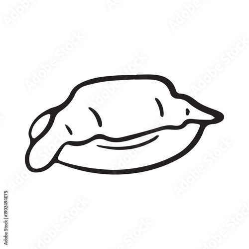 Hand drawn croissant on a plate, minimal black clean line art illustration in ink style, isolated on white background, elegant food doodle.