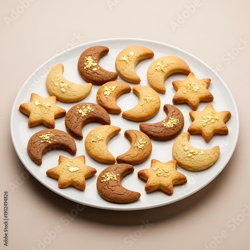 Wallpaper Mural Star and moon shaped cookies on a white plate Torontodigital.ca