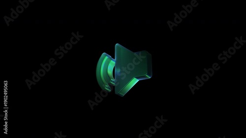 Rotating glass speaker icon representing sound and volume