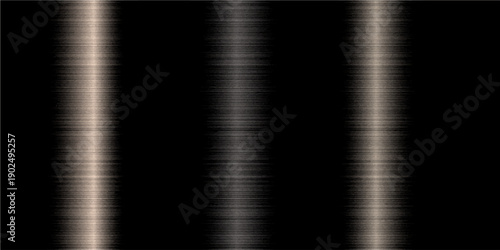Brushed metal black texture background, shiny lustrous dark gray metallic pattern background, vector illustration.