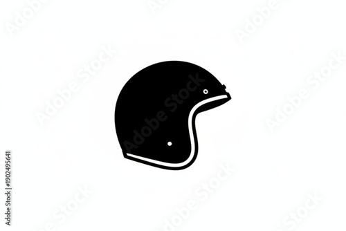 Motorcycle Helmet Silhouette: A minimalist monochrome illustration of a classic motorcycle helmet, embodies both safety and the thrill of the open road.