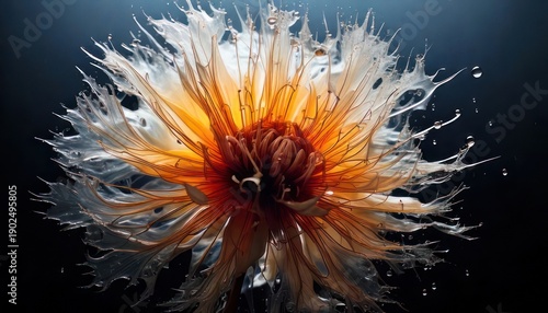 Wallpaper Mural Explosion of Color - A Vibrant Floral Abstract with Dynamic Splashes. Torontodigital.ca