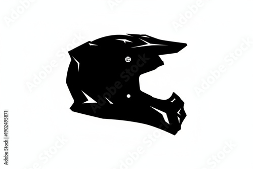 Protective Gear Silhouette: A sleek, black silhouette of a motocross helmet, embodying safety and adventure.
