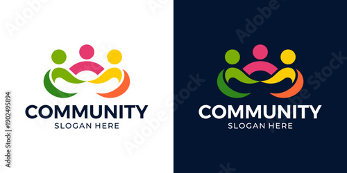 Creative community logo design. People family together human unity logo and team work design graphic vector illustration. Symbol, icon, creative.