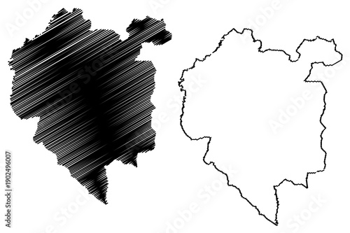 Denguele District (Ivory Coast, Republic of Cote dIvoire) map vector illustration, scribble sketch Denguele map