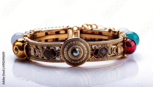Wallpaper Mural Exquisite Gold Bracelet with Intricate Detailing and Colorful Beads. Torontodigital.ca