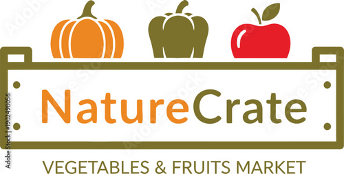 Minimalist Natural logo for healthy vegetables and fruits market branding vector illustration