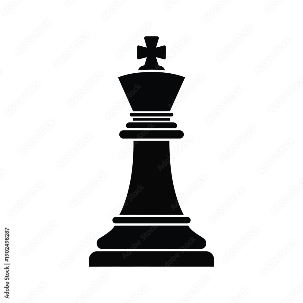 Fototapeta premium Black Chess Queen Piece Silhouette Icon Flat Design Vector Illustration
