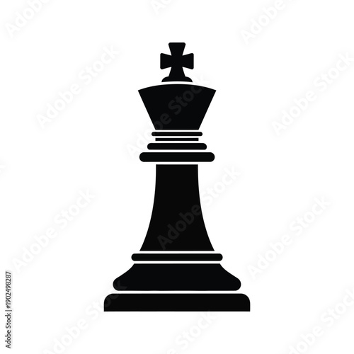 Black Chess Queen Piece Silhouette Icon Flat Design Vector Illustration