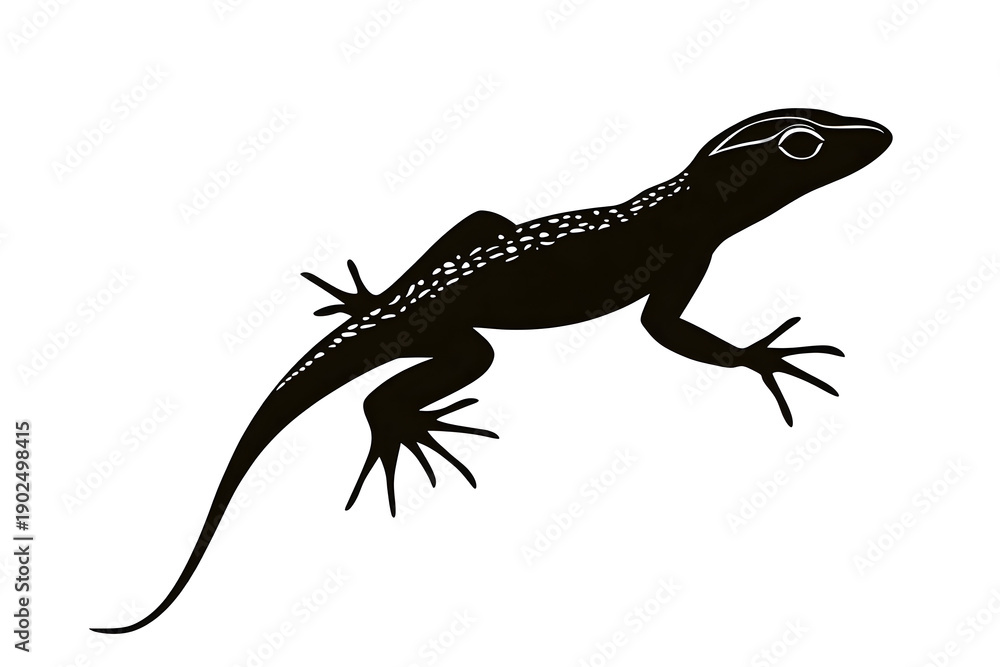 Obraz premium Silhouetted Lizard: A sleek, dark lizard is captured in a minimalist style, its form defined against the backdrop. It embodies nature's design. 