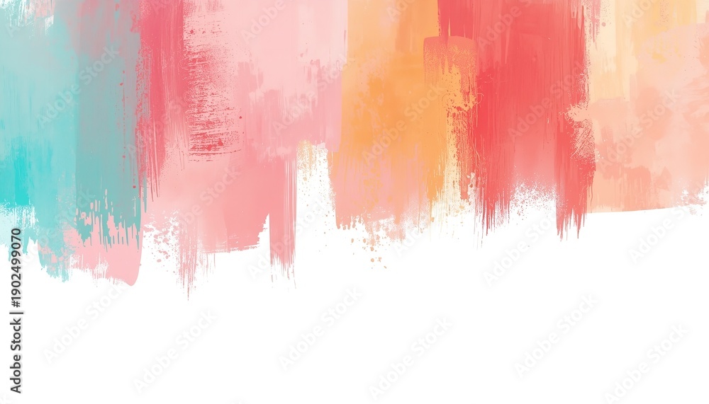 Obraz premium A vibrant abstract painting featuring colorful brush strokes on a white background