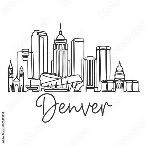 Denver City Skyline - Minimalist Hand Drawn Illustration