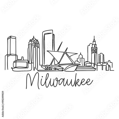 Milwaukee City Skyline - Minimalist Hand Drawn Illustration