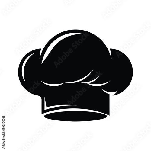 Black chef hat icon isolated on white background vector illustration