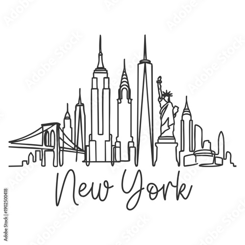 New York City Skyline - Minimalist Hand Drawn Illustration