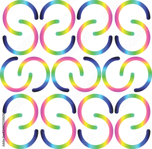 Minimalist Multi-Colored Wavy Geometric Ornament Vector Illustration for Branding