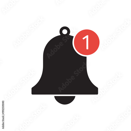 Black bell icon with red notification badge displaying number one