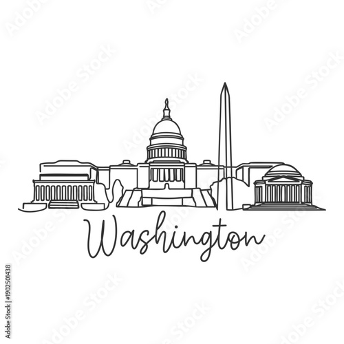 Washington City Skyline - Minimalist Hand Drawn Illustration