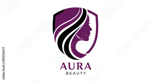 Elegant Aura Beauty Logo Featuring a Womans Profile.