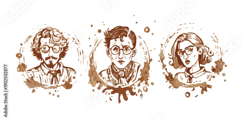 The Coffee-Stain Crew: Organic Textures and Sepia Tones.