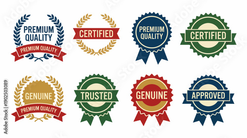 Premium Quality Certification Badge Set with Genuine and Trusted Seals