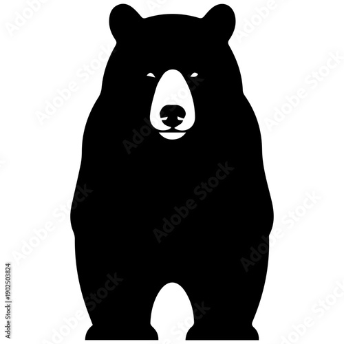 Black Bear Silhouette Logo, Standing Grizzly Icon, Wildlife Vector Art, Minimalist Design