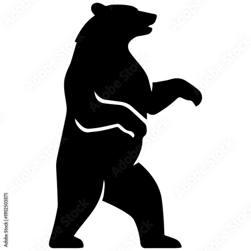 Black and White Silhouette Logo of a Standing Bear, Bold Vector Art for Branding