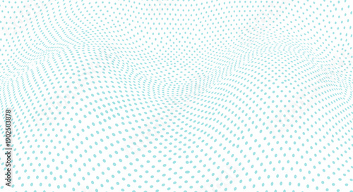 Abstract Turquoise Dithered Wave Pattern on White Background