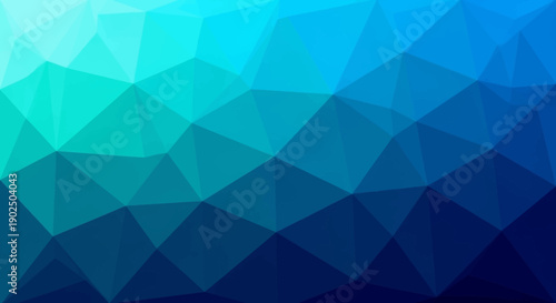 Abstract Blue Low Poly Geometric Background with Cyan Polygonal Mesh Gradient