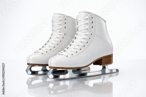 Figure Skating Boots Professional Photo, Elegant Winter Sports Fashion Product Photography on White Background