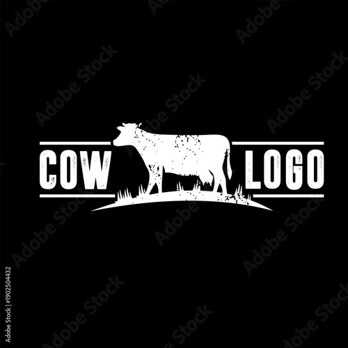 Cow Logo Design with White Silhouette.