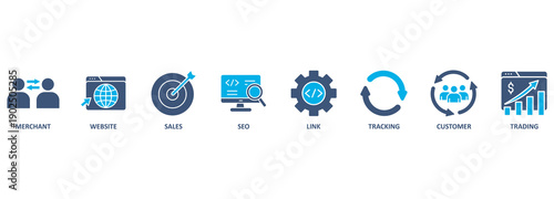 Banner affiliate marketing concept business partnership, referral program, vector illustration 