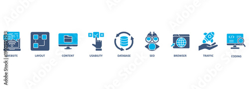 Banner Web Design concept. Chart with Keywords and icons 