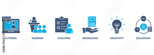E-Learning. Chart with keywords and icons