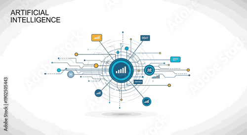 Abstract visualization of artificial intelligence data processing and network connectivity structure