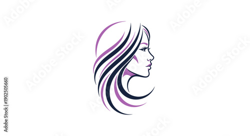 Elegant Woman Profile Silhouette with Flowing Hair.