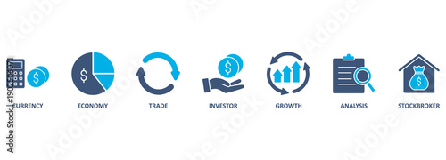 Banner forex. Vector illustration with keywords and icons