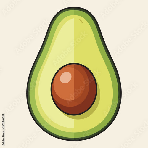 Avocado Cut Open with Pit Inside.