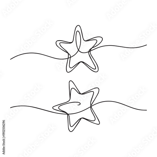 Minimalist starfish continuous line art floating on a serene ocean wave background in a clean modern style