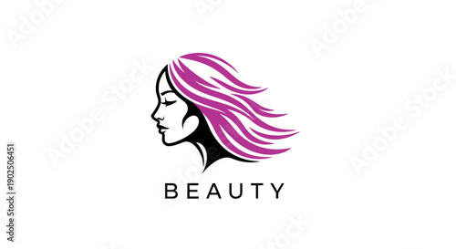 Elegant Woman Profile with Flowing Purple Hair Logo.