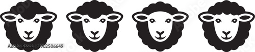 lamb face Easter silhouette art, black color and transparent background