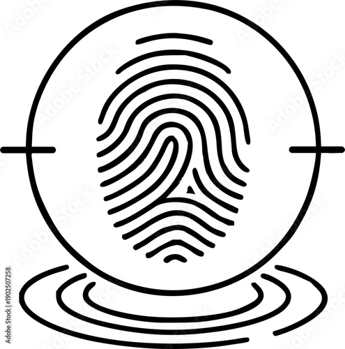 Biometric Fingerprint Scan Security Line Icon Vector