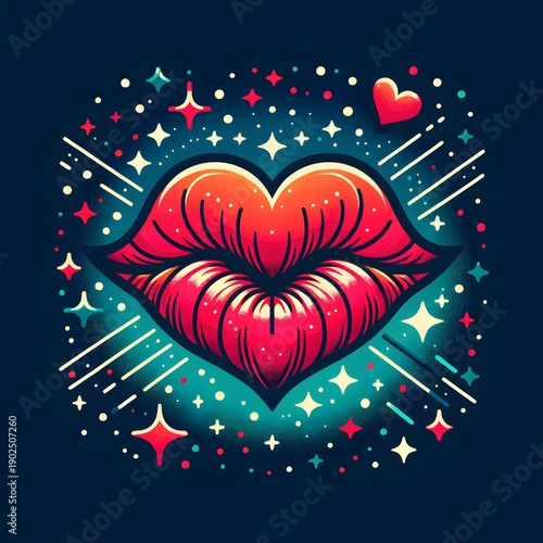Valentine heart with stars and floral background illustration