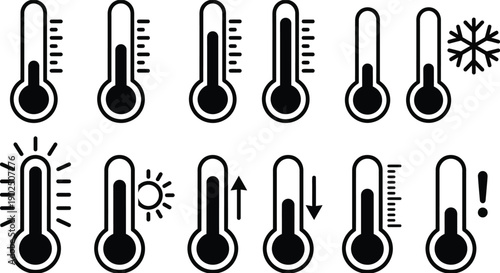 Thermometer Temperature Icon Set Vector 
