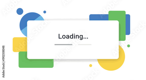 Loading Progress Bar Interface with Abstract Colorful Geometric Shapes Background for Web and App UI Design.